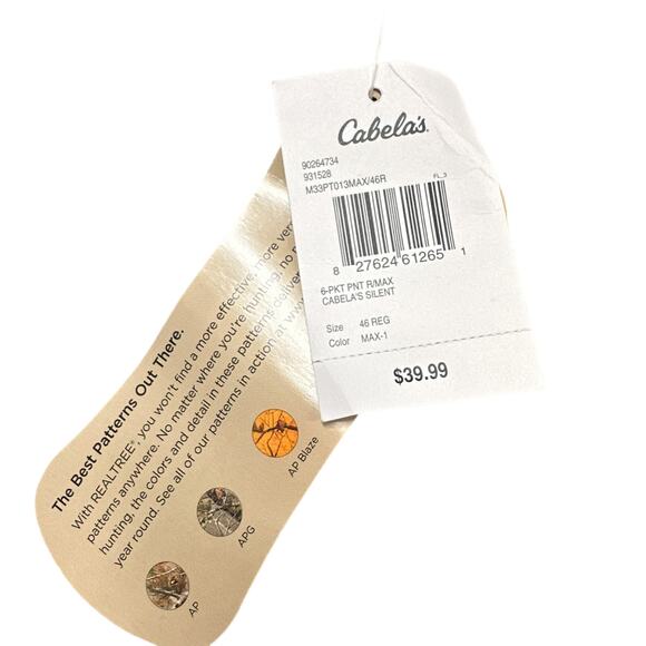 Cabelas Pants 46 REG Real Tree Max-1 Silent Camo Cargo Hunting Camping Fishing - Picture 6 of 16